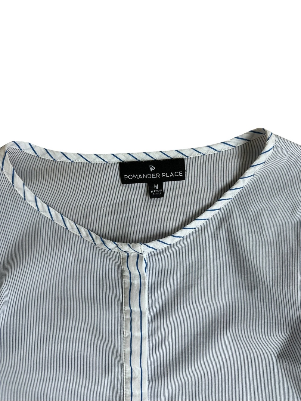 Tuckernuck Pomander Place Blue and White Pinstripe Button Up Shirt - Picture 2 of 5